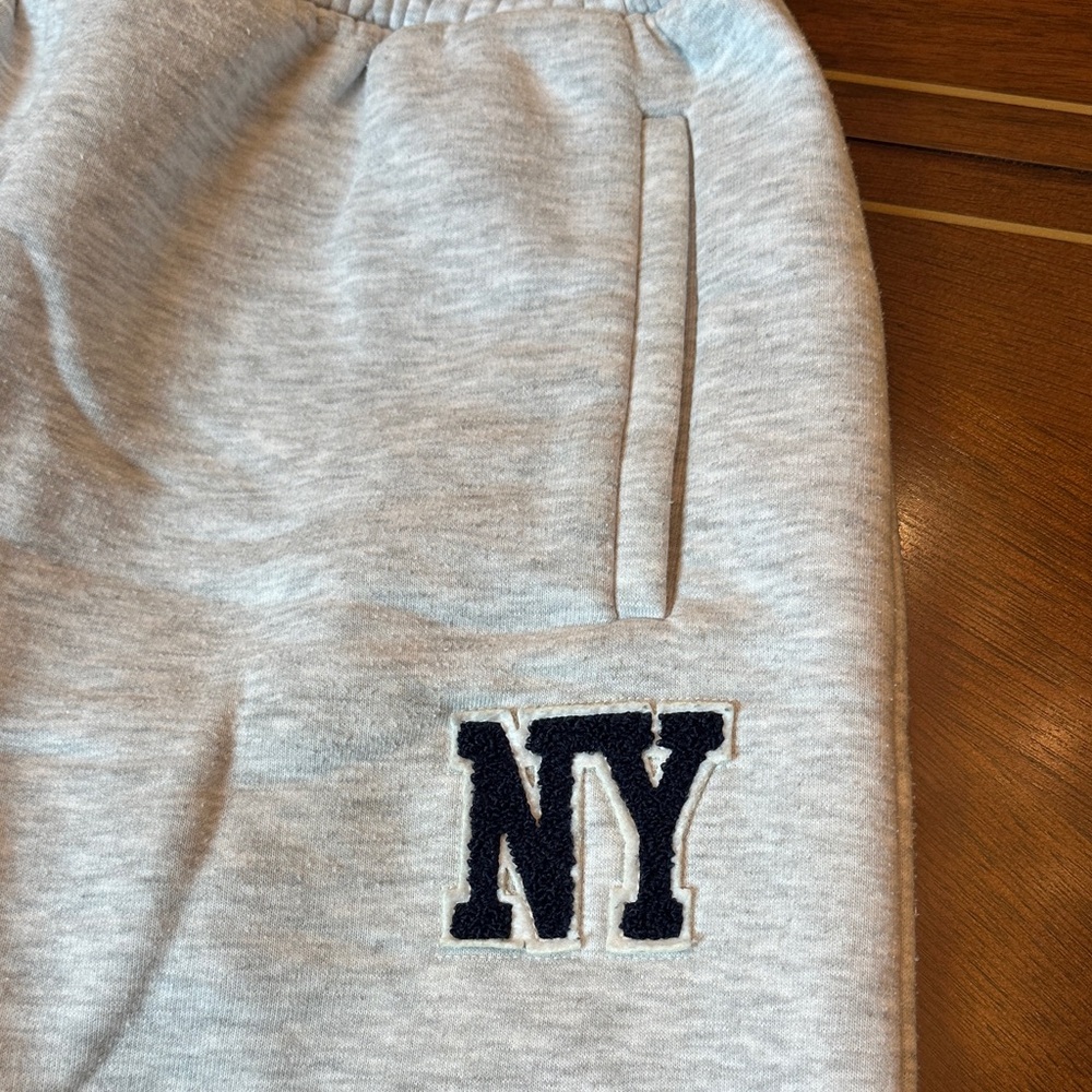 ZARA Cozy NY Logo Hoodie & Jogger Lounge Set | Gray | Casual Chic - Picture 7 of 15